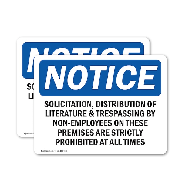 Signmission Solicitation Distribution Of Literature, 7 in W x Rectangle, Vinyl Decal OS-2PACK-NS-D-57-L-18364 - main